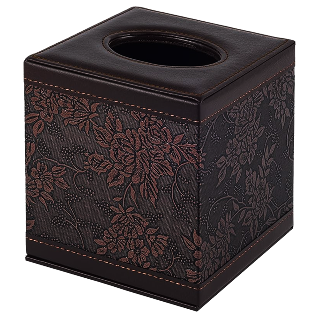 Brownish Pattern Leather Tissue Box