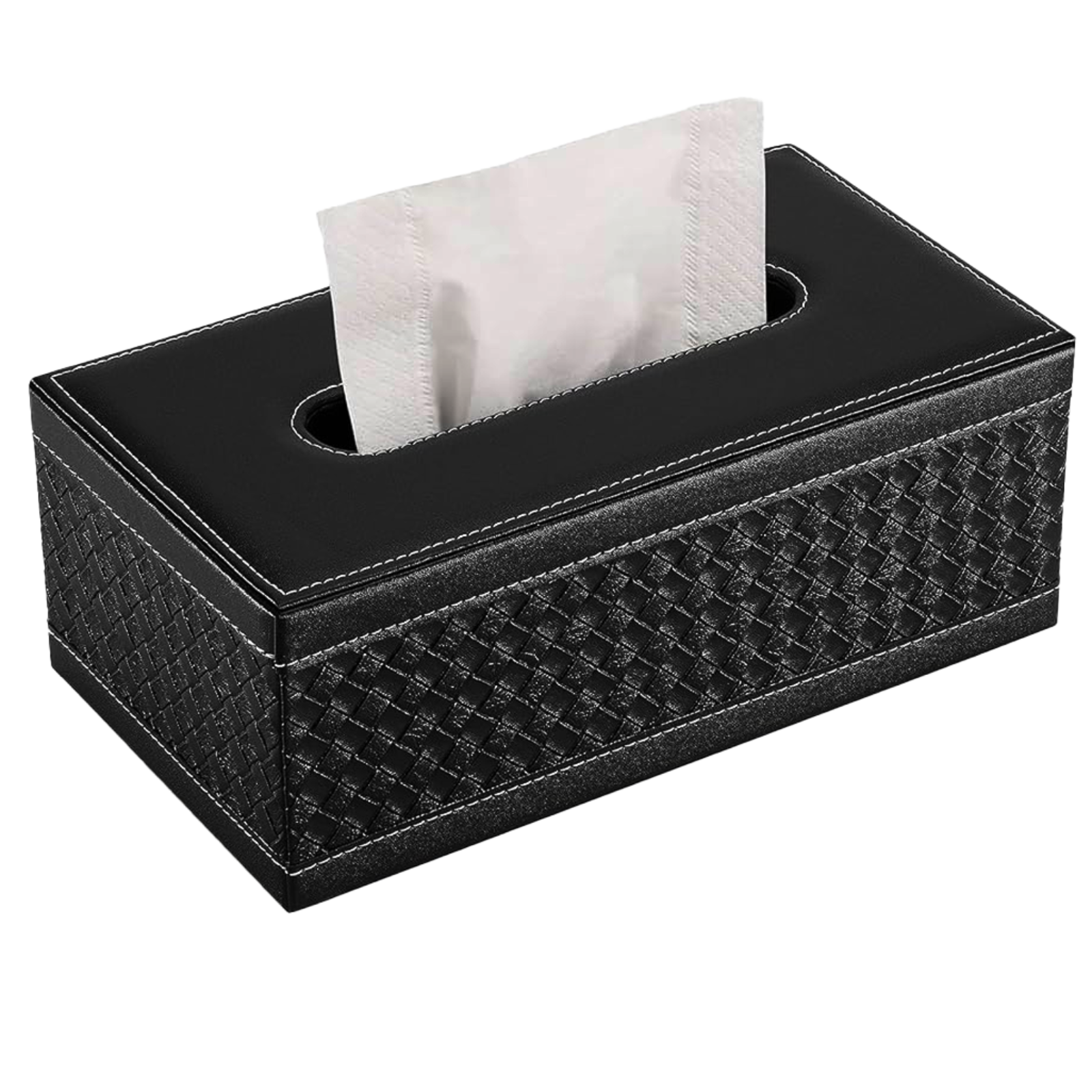Black Pattern Leather Tissue Box